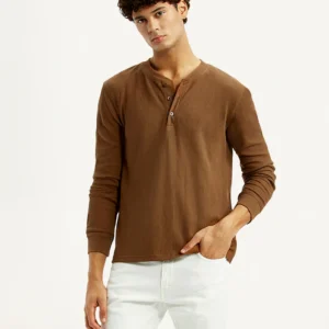 Men's Solid Henley Neck T-shirt