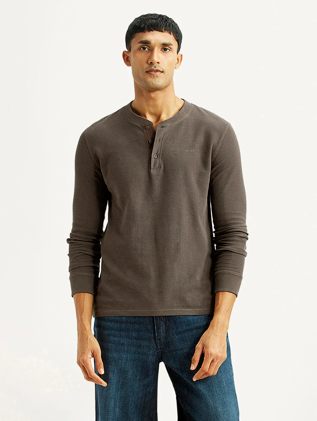 mens-solid-brown-henley-neck-t-shirt