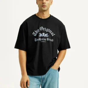 Men's Graphic Print Black Boxy T-shirt