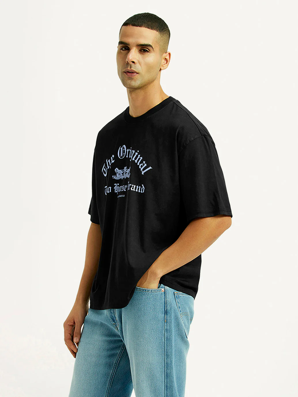 Men's Graphic Print Black Boxy T-shirt - Image 3