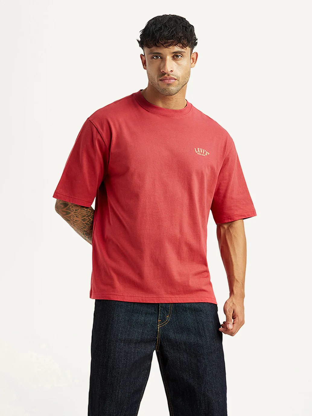 mens-typographic-print-red-loose-fit-t-shirt