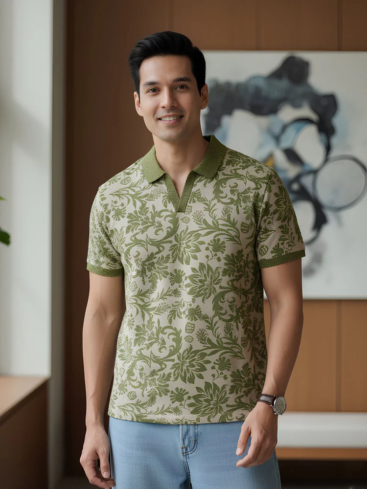 ajrakh-floral-polo