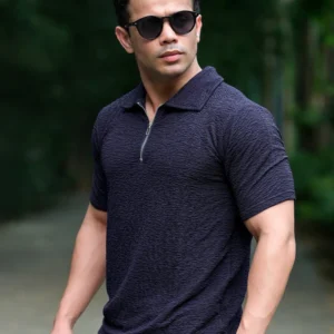 Blue Textured Polo