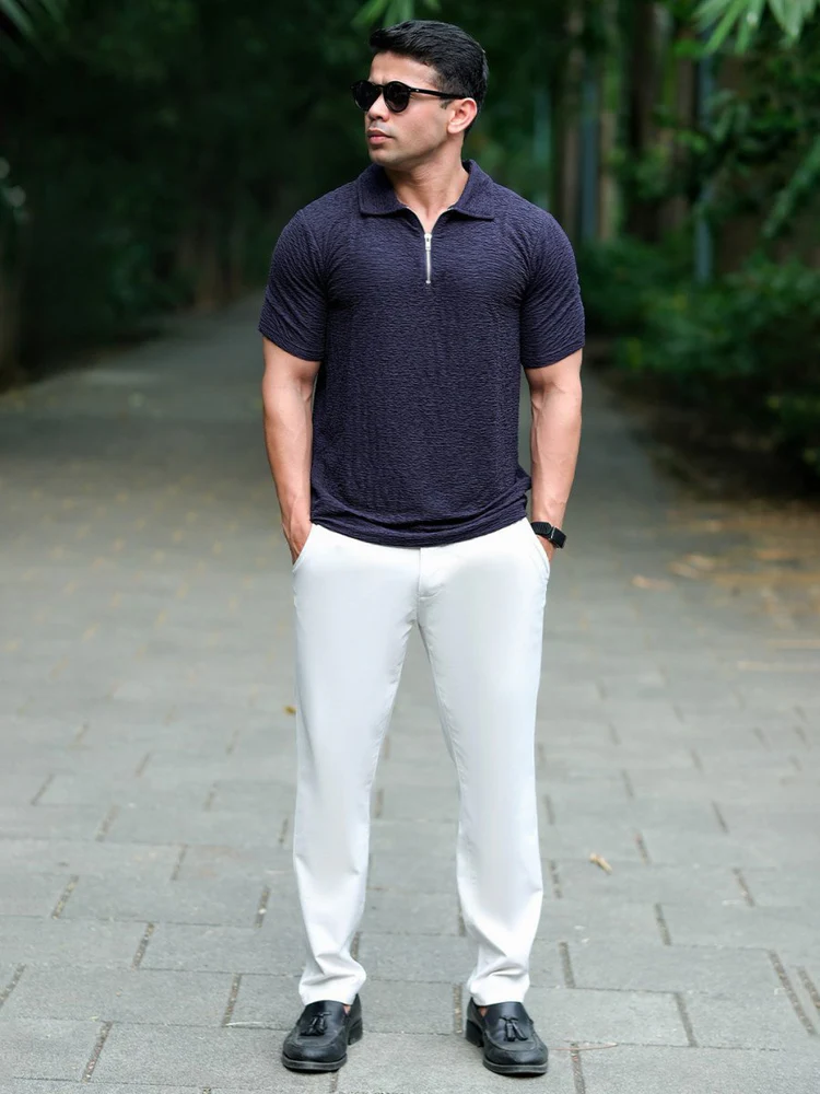 Blue Textured Polo - Image 2