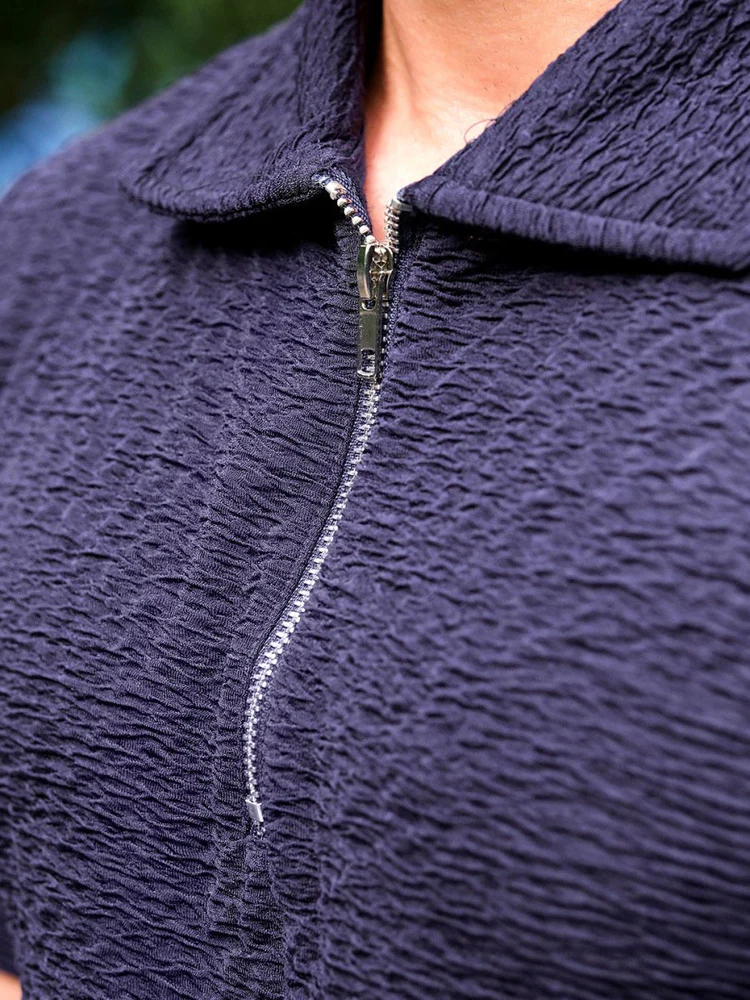 Blue Textured Polo - Image 3