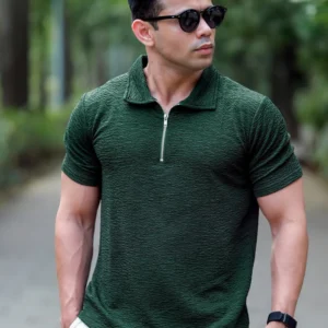 Green Textured Polo