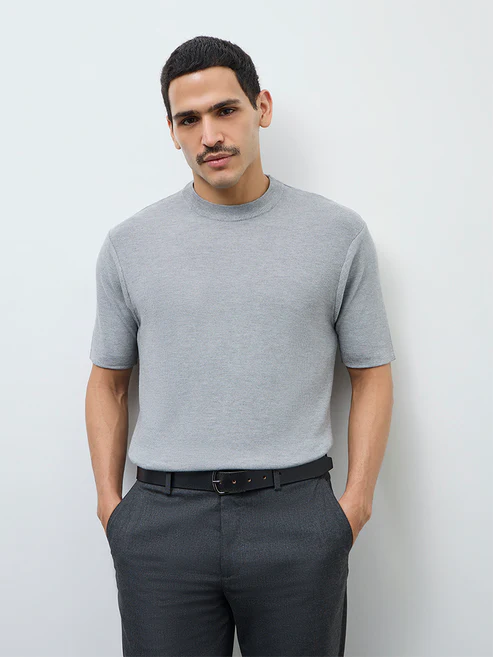 velvora-crest-formals-grey-solid-slim-fit-t-shirt