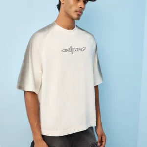 Nuon Off-White Text-Printed Oversized-Fit Cotton T-Shirt